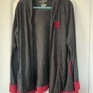 Colosseum IU Gray Charcoal and Crimson Hooded Cardigan